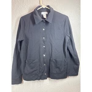 Jones‎ New York Sport Petite Womens Jacket Black Button Up Stretch Size PS Small